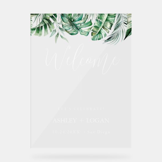 Elegante eucalyptus groen bruiloft acryl teken acryl bord (Voorkant)