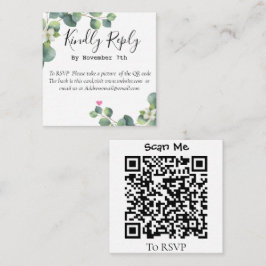 Elegante Eucalyptus groen bruiloft QR code Kaart