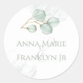 Elegante Eucalyptus groen Eenvoudige bladeren Ronde Sticker (Voorkant)