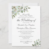 Elegante eucalyptus & groen formele bruiloft kaart (Voorkant)