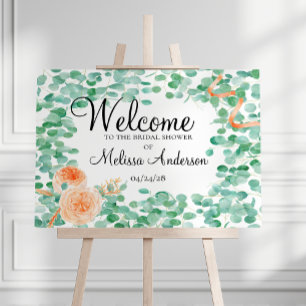 Elegante Eucalyptus Groen Perzik Douche Poster