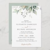 Elegante Eucalyptus groen QR code bruiloft Kaart (Voorkant / Achterkant)