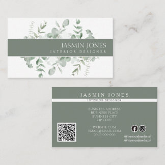 Elegante Eucalyptus Groene Binnenhuisarchitect Visitekaartje
