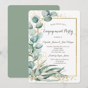 Elegante Eucalyptus Groene Goud Kader Trouwfoto Kaart