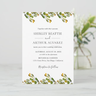 Elegante Eucalyptus Groene Huwelijk Kaart