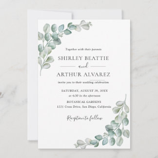 Elegante Eucalyptus Groene Huwelijk Kaart