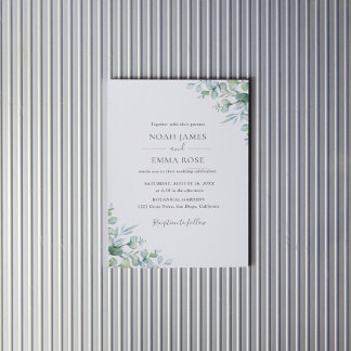 Elegante Eucalyptus Groene Huwelijk Kaart