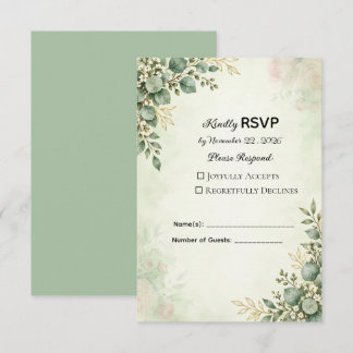 Elegante Eucalyptus Groene Huwelijks RSVP Kaart