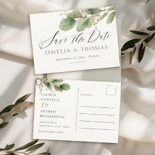 Elegante Eucalyptus Groene Huwelijkskaart 'Save th Briefkaart