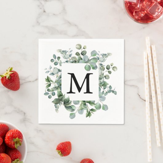 Elegante Eucalyptus Groene Huwelijkspapier Servet (Insitu)