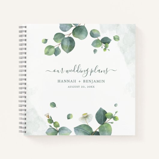 Elegante Eucalyptus Groene Huwelijksplanner Notitieboek (Voorkant)