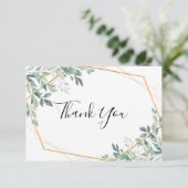 Elegante Eucalyptus Groene Plant Gold Bedankkaart (Staand voorkant)