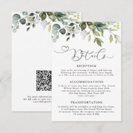 Elegante Eucalyptus Groene QR Code Huwelijk Informatiekaartje