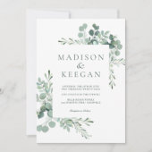 Elegante Eucalyptus Groene Trouw QR Code Uitnodigi Kaart (Voorkant)