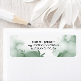 Elegante Eucalyptus Groene Waterverf Trouw Etiket