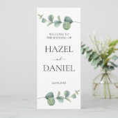Elegante Eucalyptus huwelijksceremonie programma K (Staand voorkant)