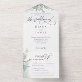 Elegante eucalyptus kalligrafie bruiloft all in one uitnodiging (Binnen)