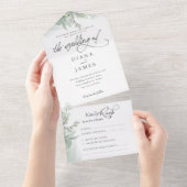 Elegante eucalyptus kalligrafie bruiloft all in one uitnodiging (Afscheurbaar)