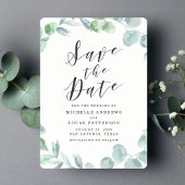 Elegante Eucalyptus Krans Save the Date Kaart