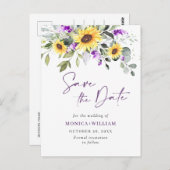 Elegante Eucalyptus Lavendel Bruiloft Save the Dat Briefkaart (Voorkant / Achterkant)