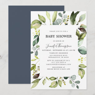 Elegante eucalyptus met groen Baby shower Kaart
