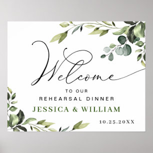 Elegante Eucalyptus OEFEN DINER Welkomstbord Poster