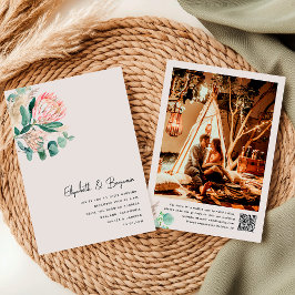 Elegante Eucalyptus Pampas Gras Protea Foto Kaart