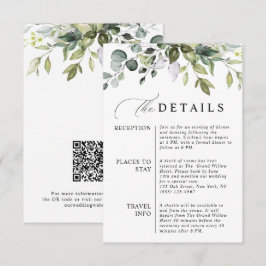 Elegante Eucalyptus QR Code Botanische Bruiloft Informatiekaartje