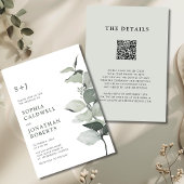 Elegante Eucalyptus QR Code Sage Wedding Kaart