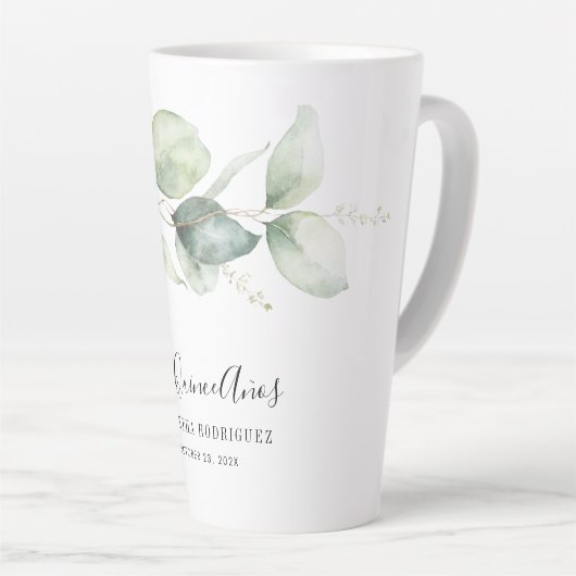 Elegante Eucalyptus Quinceanera 15e verjaardagsfee Latte Mok (Rechterhoek)