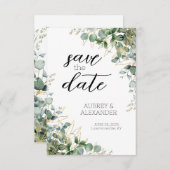 Elegante Eucalyptus Save the Date Kaarten (Voorkant / Achterkant)