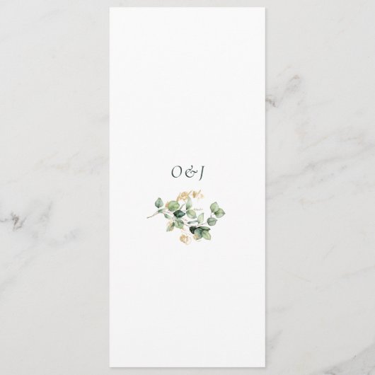Elegante eucalyptus script bruiloft menu (Achterkant)