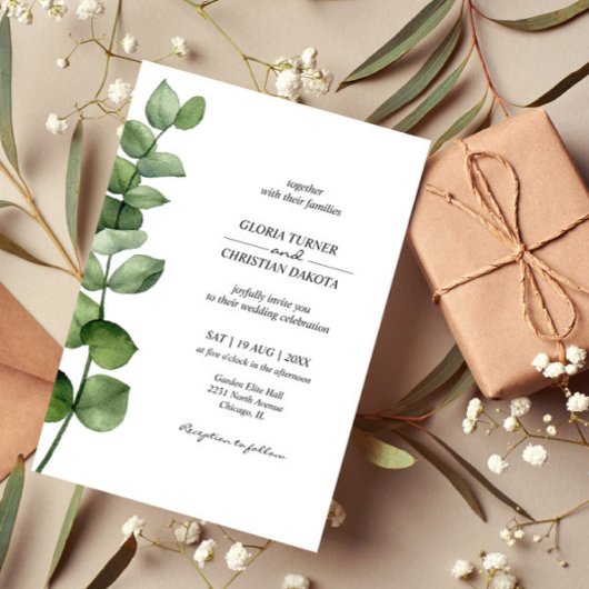 Elegante Eucalyptus Trouw Uitnodiging