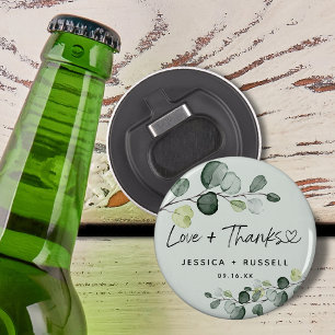 Elegante Eucalyptus Trouwkaart Button Flesopener