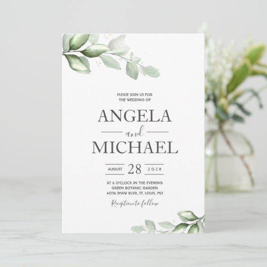 Elegante eucalyptus Watercolor Boho-blad Kaart (Staand voorkant)