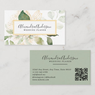 Elegante Eucalyptus Waterverf Gold Greenery Visitekaartje