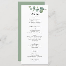 Elegante Eucalyptus Wedding Menu Kaart