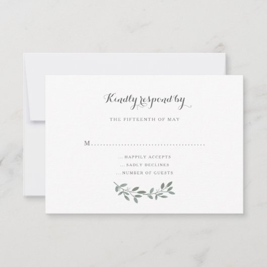 Elegante Eucalyptus Wedding Suite Reactie RSVP Kaartje (Voorkant)