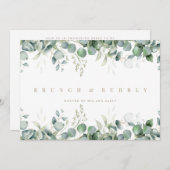 Elégante Eucalyptus White Bridal Shower Invitation (Devant / Derrière)