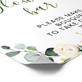 Elegante Eucalyptus Witte Rozen Bloem Bar Bord Poster (Hoek)