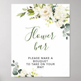 Elegante Eucalyptus Witte Rozen Bloem Bar Bord Poster