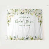 Elegante Eucalyptus Witte Rozen Bruidsdouche Tape Wandkleed (Voorkant (horizontaal))