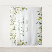 Elegante Eucalyptus Witte Rozen Bruidsdouche Tape Wandkleed (Voorkant)