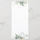 Elegante Eucalyptusbladeren Groene Goud Bruiloft Menu (Achterkant)