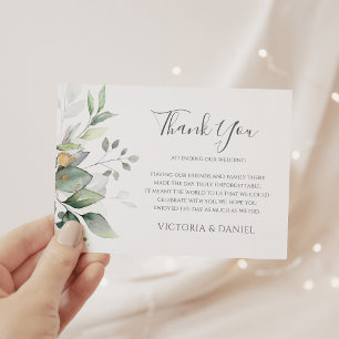 Elegante Eucalyptusbladeren Groene Goud Huwelijk Bedankkaart
