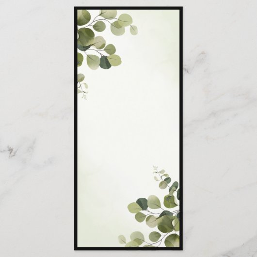 Elegante Eucalyptusbladeren Rustieke Budget Diner Menu (Achterkant)