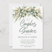 Elegante Eucalyptusbladeren Trouw / Koppel Douche Kaart (Voorkant)