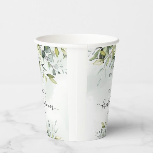 Elegante eucalyptusbruiloftsdouche papieren bekers (Rechts)