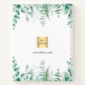 Elegante eucalyptusgroene bedrijfslogo notitieboek (Achterkant)