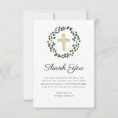 Elegante Eucalyptuskrans religieuze kruisbegrafeni Bedankkaart (Voorkant)